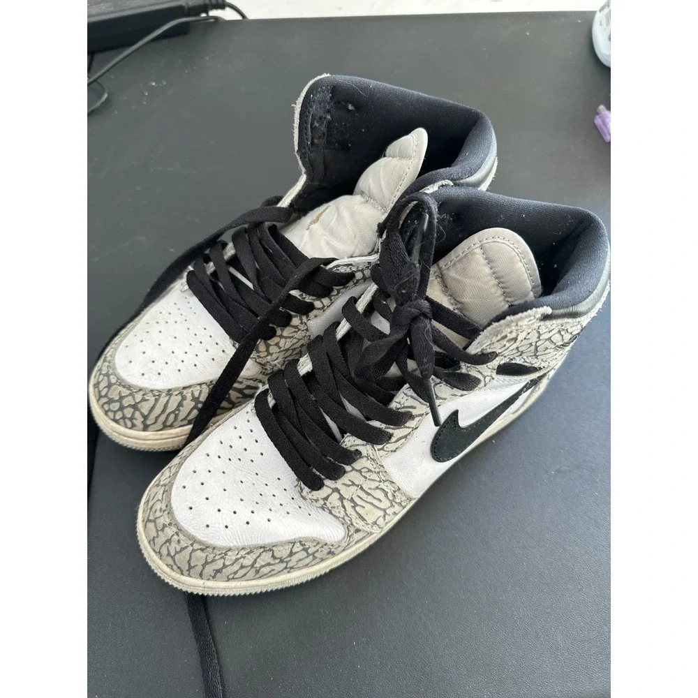 Nike Air Jordan 1 Retro High OG White Cement 2022 Size 6Y Sneakers Lace Up‎ GC